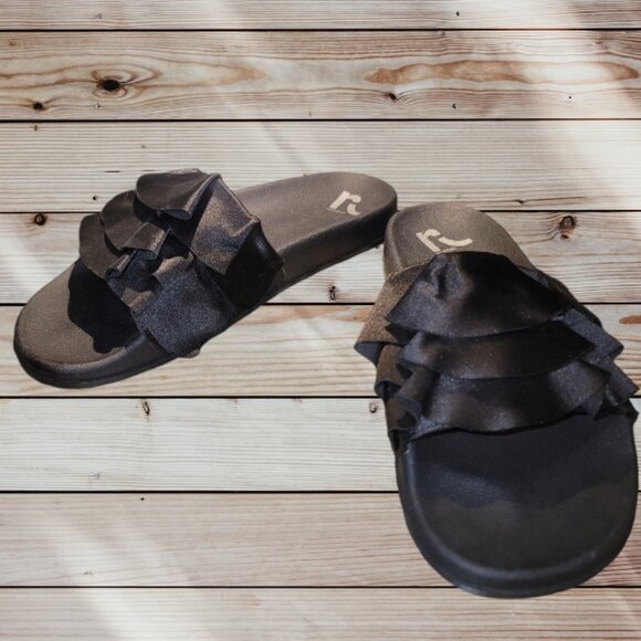 REPORT Black Satin Ruffle Sides - Size 7 - Picture 3 of 6